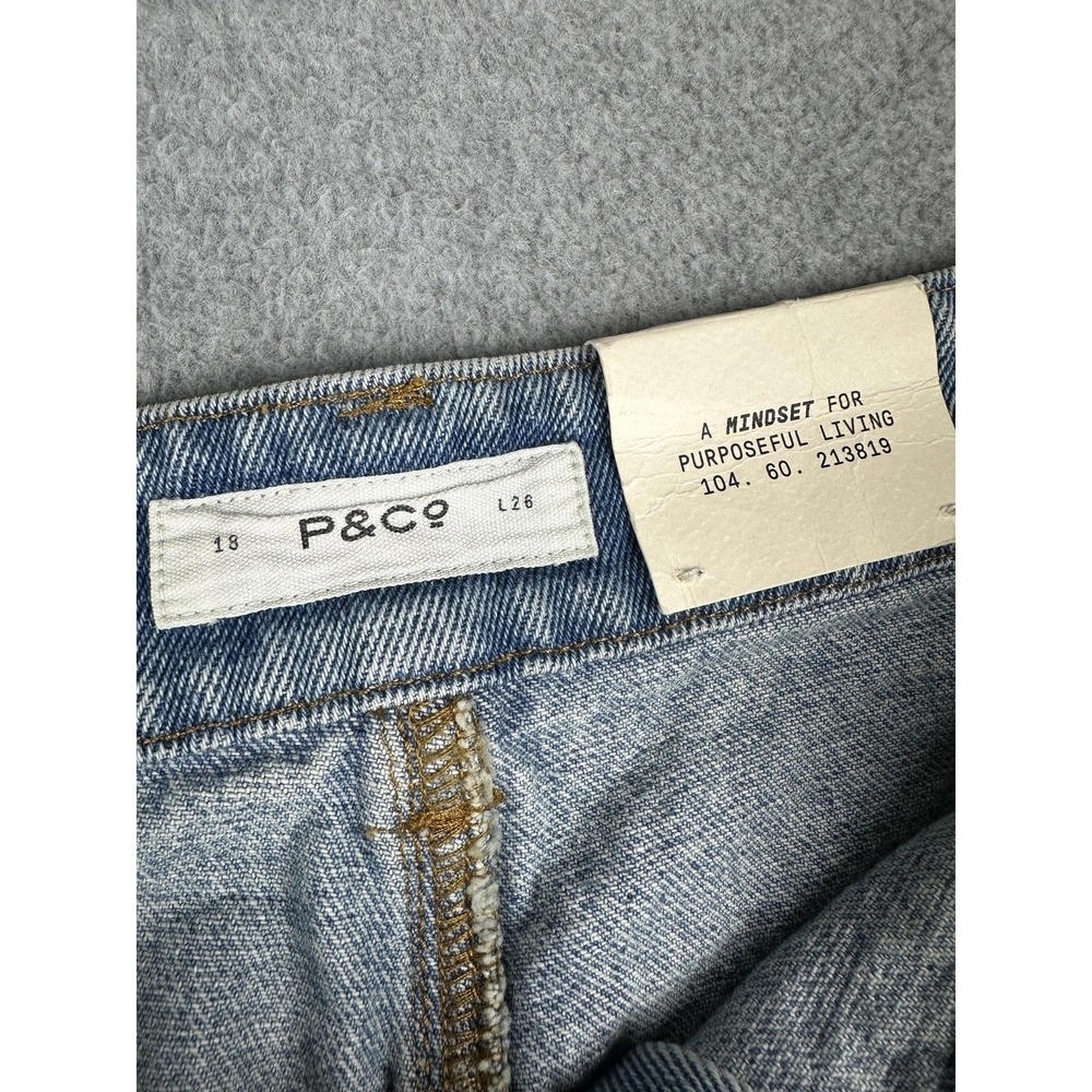 P&Co 304 Jeans Womens 18 36L Light Wash Blue Relaxed Cropped Denim Cargo NWT - Picture 2 of 12